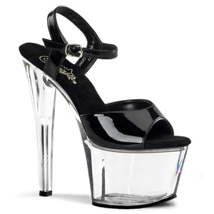 SKY-309 7" Heel Black and Clear Pole Dancing Platforms