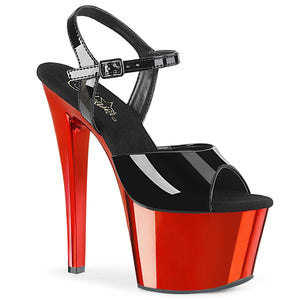 SKY-309 7" Heel Black with Red Chrome Pole Dancing Platforms