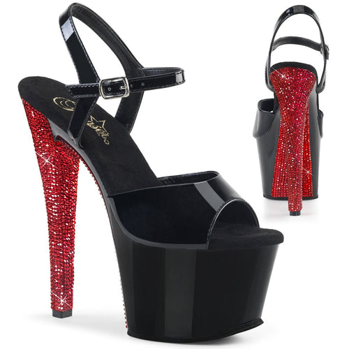 SKY-309CHRS 7 Inch Heel Black and Red Pole Dancing Platforms