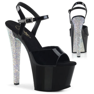 SKY-309CHRS 7" Heel Black and Silver Pole Dancing Platforms