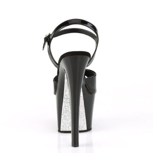 SKY-309CRS 7" Heel Black and Silver Pole Dancing Platforms