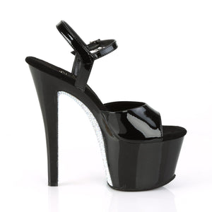 SKY-309CRS 7" Heel Black and Silver Pole Dancing Platforms