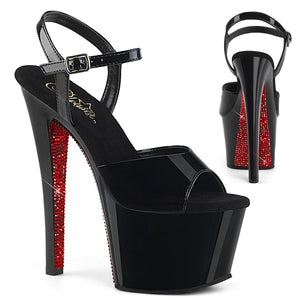 SKY-309CRS 7" Heel Black and Red Pole Dancing Platforms