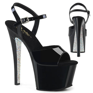 SKY-309CRS 7" Heel Black and Silver Pole Dancing Platforms