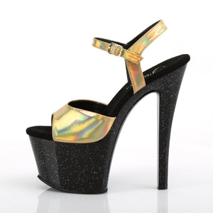 SKY-309HG 7" Heel Gold Hologram Pole Dancing Platforms