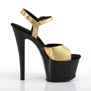 SKY-309HG 7" Heel Gold Hologram Pole Dancing Platforms