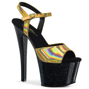 SKY-309HG 7" Heel Gold Hologram Pole Dancing Platforms