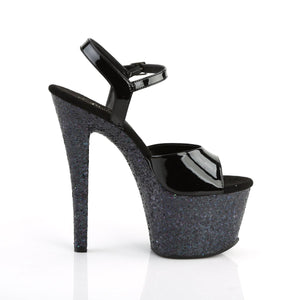 SKY-309LG 7" Black Patent and Glitter Pole Dancer Platforms