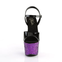 Load image into Gallery viewer, SKY-309LG Pleaser 7&quot; Heel Black &amp; Purple Glitter Shoes