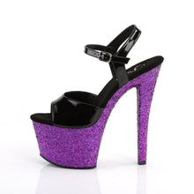 Load image into Gallery viewer, SKY-309LG Pleaser 7&quot; Heel Black &amp; Purple Glitter Shoes