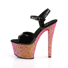 Load image into Gallery viewer, SKY-309LG Pleaser 7&quot; Heel Black Patent Red Glitter Sexy Shoe