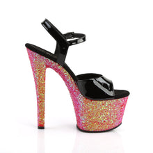 Load image into Gallery viewer, SKY-309LG Pleaser 7&quot; Heel Black Patent Red Glitter Sexy Shoe