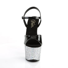 Load image into Gallery viewer, SKY-309LG Pleaser 7&quot; Heel Black Silver Glitter Sexy Shoes