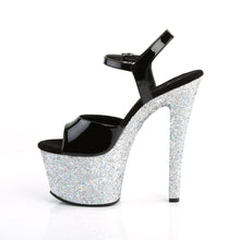 Load image into Gallery viewer, SKY-309LG Pleaser 7&quot; Heel Black Silver Glitter Sexy Shoes