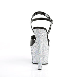 SKY-309LG Pleaser 7" Heel Black Silver Glitter Sexy Shoes