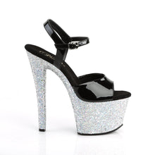 Load image into Gallery viewer, SKY-309LG Pleaser 7&quot; Heel Black Silver Glitter Sexy Shoes