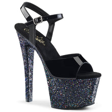 Load image into Gallery viewer, SKY-309LG 7&quot; Black Patent and Glitter Pole Dancer Platforms