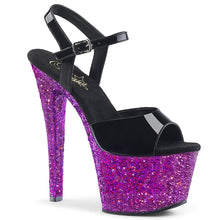 Load image into Gallery viewer, SKY-309LG Pleaser 7&quot; Heel Black &amp; Purple Glitter Shoes