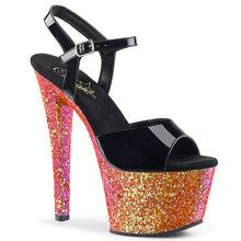 Load image into Gallery viewer, SKY-309LG Pleaser 7&quot; Heel Black Patent Red Glitter Sexy Shoe