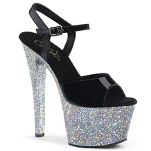 Load image into Gallery viewer, SKY-309LG Pleaser 7&quot; Heel Black Silver Glitter Sexy Shoes