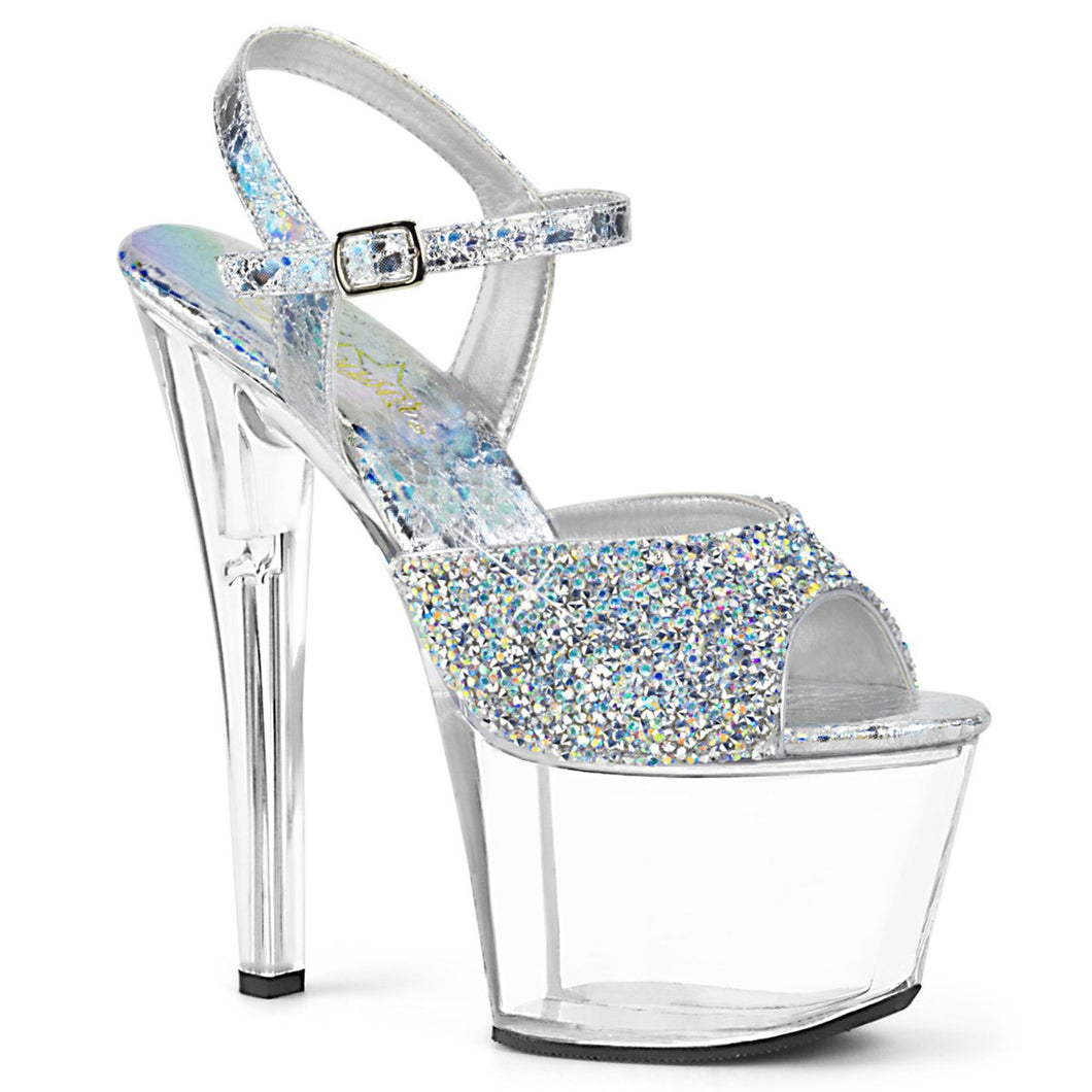 SKY-309RS 7 Inch Heel Silver Hologram Pole Dancing Platforms