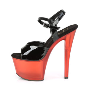 SKY-309T 7 Inch Heel Black Frosted Red Pole Dancer Platforms