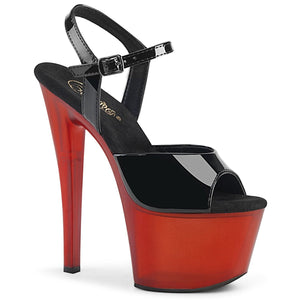 SKY-309T 7 Inch Heel Black Frosted Red Pole Dancer Platforms