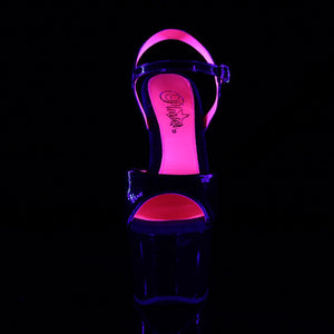 SKY-309TT 7" Heel Black Patent Hot Pink Pole Dancer Shoes