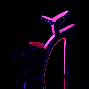 SKY-309TT 7" Heel Black Patent Hot Pink Pole Dancer Shoes