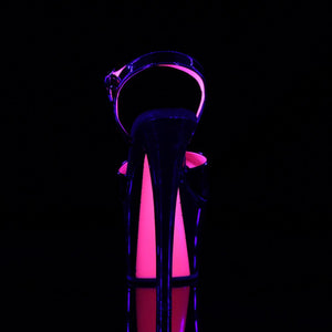 SKY-309TT 7" Heel Black Patent Hot Pink Pole Dancer Shoes