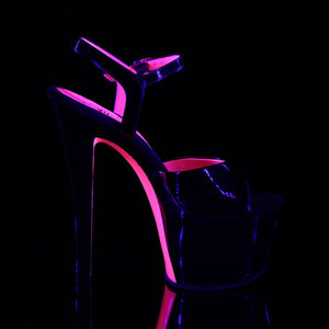 SKY-309TT 7" Heel Black Patent Hot Pink Pole Dancer Shoes