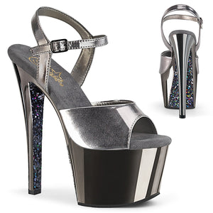 SKY-309TTG Pleaser 7 Inch Heel Pewter Pole Dancing Platforms