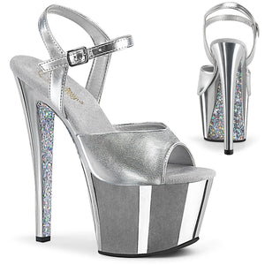 SKY-309TTG Pleaser 7 Inch Heel Silver Pole Dancing Platforms