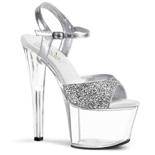 Load image into Gallery viewer, SKY-310 Pleaser 7&quot; Heel Silver Glitter Pole Dancing Platform