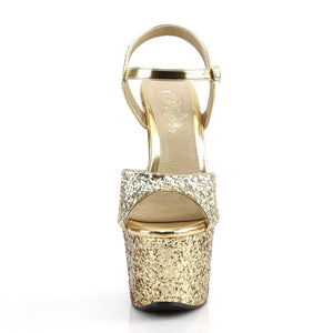 SKY-310LG Pleaser 7" Heel Gold Glitter Pole Dancing Platform