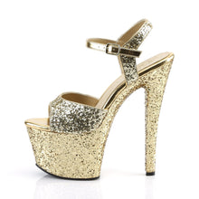 Load image into Gallery viewer, SKY-310LG Pleaser 7&quot; Heel Gold Glitter Pole Dancing Platform