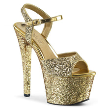 Load image into Gallery viewer, SKY-310LG Pleaser 7&quot; Heel Gold Glitter Pole Dancing Platform