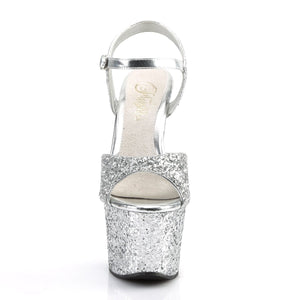 SKY-310LG 7" Heel Silver Glitter Pole Dancing Platforms