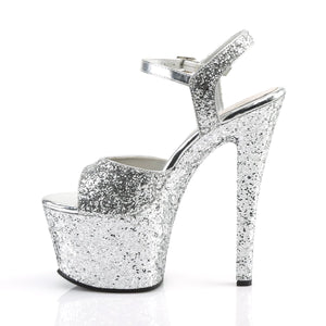 SKY-310LG 7" Heel Silver Glitter Pole Dancing Platforms