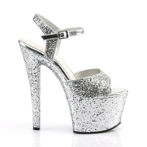 SKY-310LG 7" Heel Silver Glitter Pole Dancing Platforms