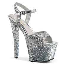 Load image into Gallery viewer, SKY-310LG 7&quot; Heel Silver Glitter Pole Dancing Platforms