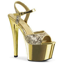 Load image into Gallery viewer, SKY-310SQ Pleaser 7&quot; Heel Gold Sequin Pole Dancing Platforms