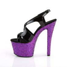 Load image into Gallery viewer, SKY-330LG Pleaser 7&quot; Heel Black Purple Glitter Sexy Shoes