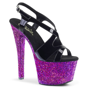 SKY-330LG Pleaser 7" Heel Black Purple Glitter Sexy Shoes