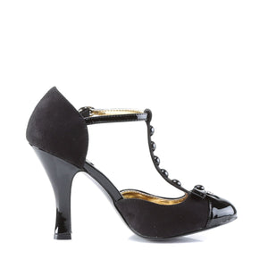 SMITTEN-10 Pin Up 4 Inch Heel Black Suede Fetish Footwear