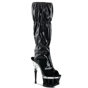 SPIKY-2001 6.5" Heel Black Stretch Patent Pole Dancer Sandal