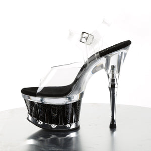 SPIKY-608MG 6.5" Heel Clear and Black Pole Dancing Platforms