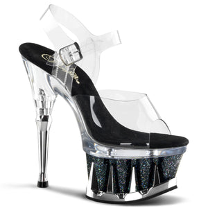 SPIKY-608MG 6.5" Heel Clear and Black Pole Dancing Platforms