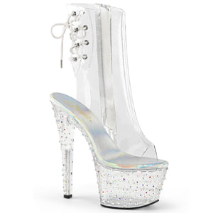 STARDANCE-1018C-7 7" Heel Clear Silver Pole Dancer Platforms