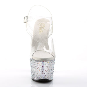 STARDANCE-708 7" Heel Clear Silver Pole Dancing Platforms